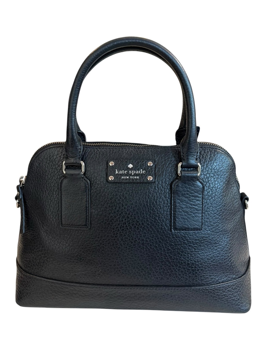 kate spade Bay Street Small Black Rachelle Pebbled Leather Dome Satchel
